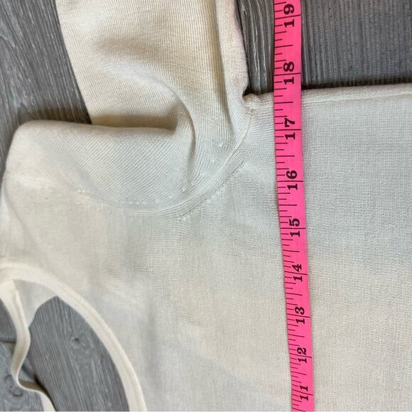 NWOT Diane Von Furstenberg cream wool silk sweater open cross back sz S - Picture 6 of 9